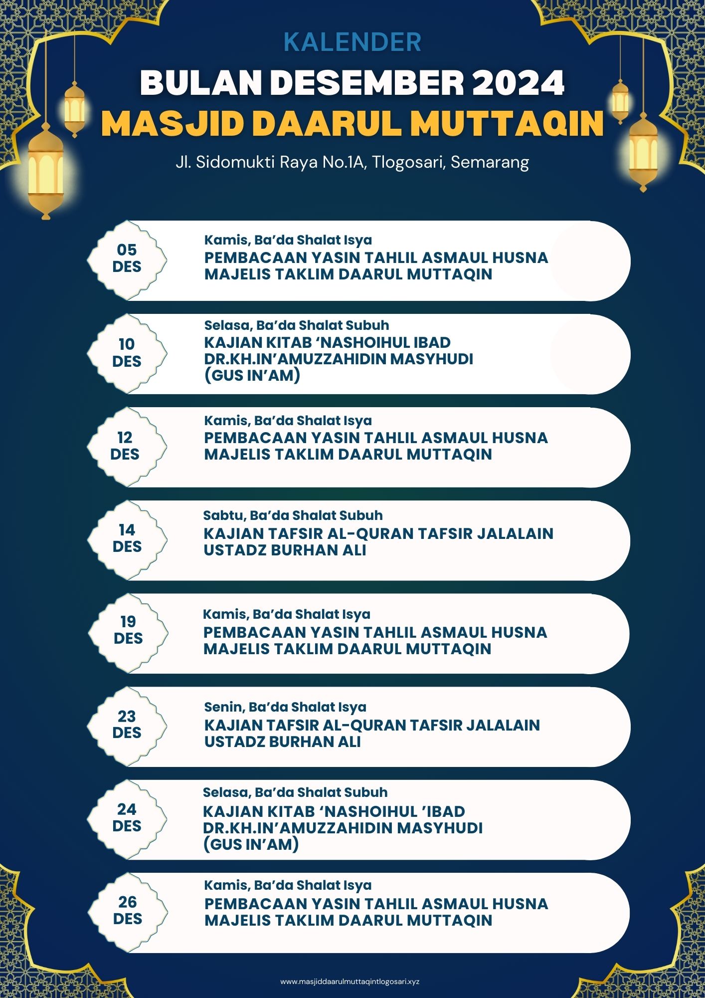 Kalender Amaliah bulan Desember